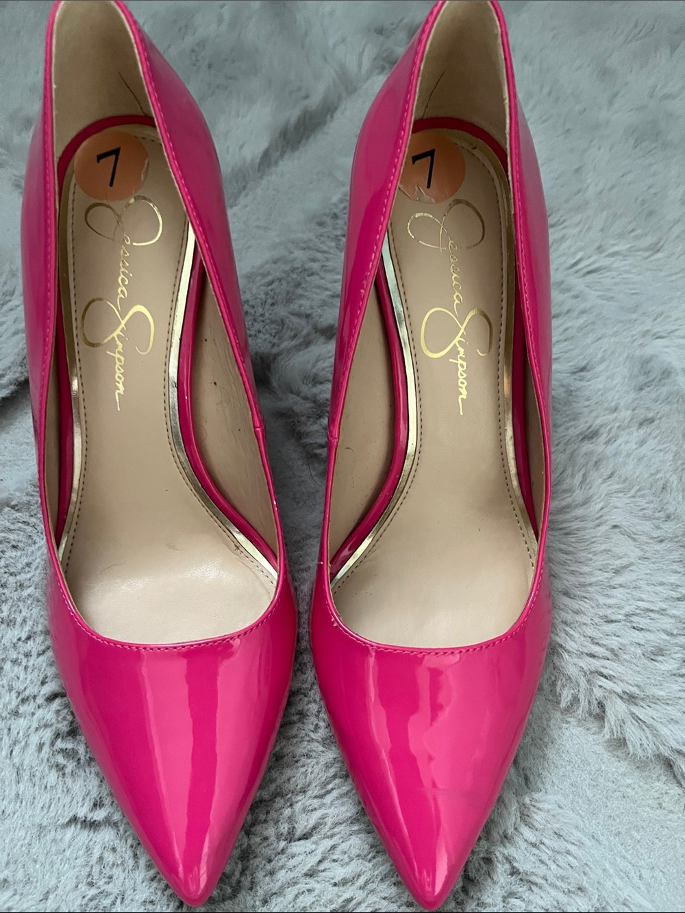 Jessica Simpson Patent Pointed-Toe Pumps in Hot Pink - Picture 4 of 5